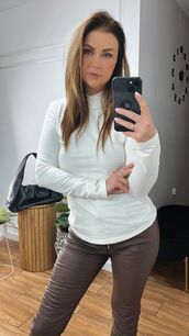BY O LA LA...! BLUZKA GOLF NA ZAKŁADKĘ ŚMIETANA