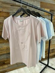 BY O LA LA! BLUZKA T-SHIRT MIŚ LOL BŁĘKIT