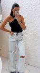 LA MILLA SPODNIE JEANSY WIDE LEG Z ROZCIĘCIAMI NIEBIESKIE - 2