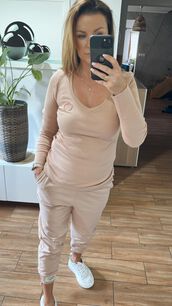 BY O LA LA...! PRĄŻKOWANA BLUZKA BASIC HERB BRZOSKWINIA