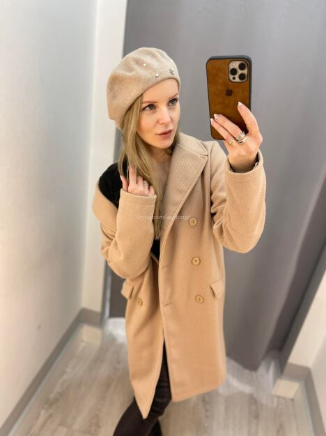 BY O LA LA ! CZAPKA BERET KORALIKI BEŻ