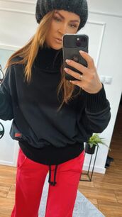 BY O LA LA...! KIMONOWY GOLF ZE ŚCIĄGACZAMI CZARNY/CZERWONY