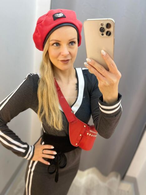 BY O LA LA ! CZAPKA BERET HEART CZERWONY