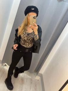 BY O LA LA !  LEGGINSY HIGH WAIST Z NASZYWKĄ CZARNE