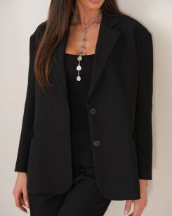 BY O LA LA...! ELEGANCKA MARYNARKA OVERSIZE "B" CZARNA