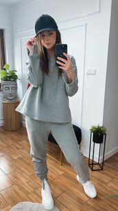 BY O LA LA...! KOMPLET DRES OCIEPLANY SZARY
