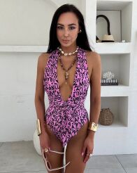 LA MILLA MONOKINI KOSTIUM KĄPIELOWY PRINT LOGO RÓŻ