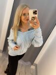 BY O LA LA.. ! OVERSIZOWY SWETER Z PEREŁKAMI BABY BLUE - 4