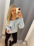 BY O LA LA.. ! OVERSIZOWY SWETER Z PEREŁKAMI BABY BLUE - 3