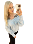 BY O LA LA.. ! OVERSIZOWY SWETER Z PEREŁKAMI BABY BLUE - 6