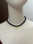 BY O LA LA ! NASZYJNIK CHOKER KAMIENIE  HEART CZERŃ/GRAFIT/ZŁOTO - 2