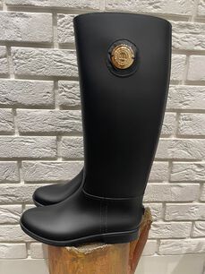 BY O LA LA...! BUTY KALOSZE KÓŁKO CZARNE/ZŁOTO