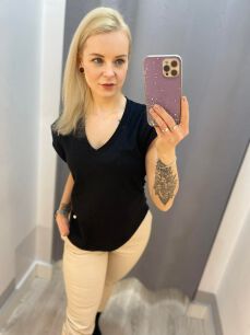 BY O LA LA...! BLUZKA T-SHIRT MOTYLEK CZARNA