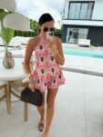LA MILLA KOMPLET BLUZKA/CHUSTA + SZORTY TULIP MALINA/CZERŃ/MULTICOLOR - 3