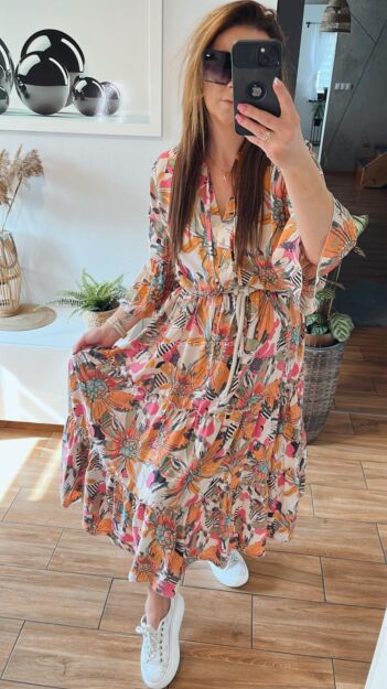 BY O LA LA ! SUKIENKA BOHO Z PRINTEM MULTICOLOR