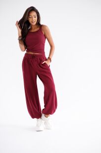 BY O LA LA! DRESOWE SPODNIE NEW FASHION MERLOT (BORDO)