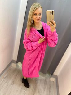 BY O LA LA...! SWETER KARDIGAN AŻUROWY RÓŻ