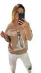 BY O LA LA! DRESOWA BLUZA Z PSEM BEŻ - 7