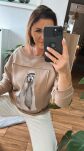 BY O LA LA! DRESOWA BLUZA Z PSEM BEŻ - 5