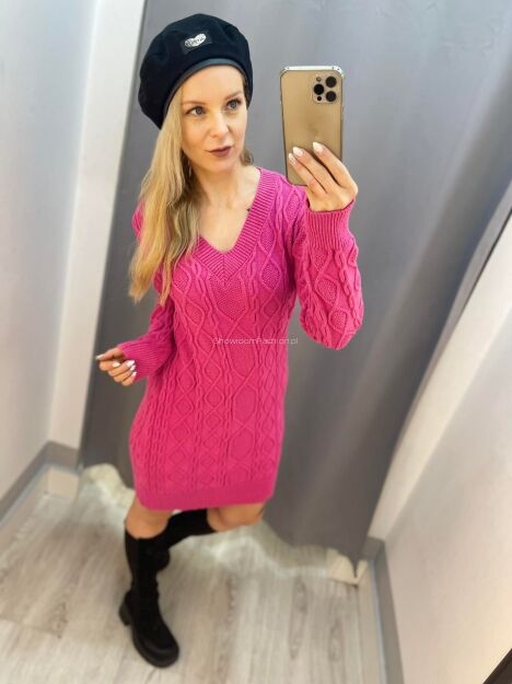 BY O LA LA ! SUKIENKA SWETROWA WARKOCZ FUKSJA