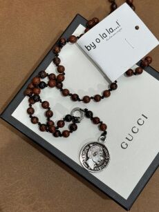 BY O LA LA ! WISIOR NASZYJNIK RÓŻANIEC Z MONETAMI CZEKOLADA/SREBRO