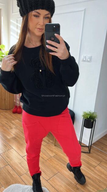 BY O LA LA...! DRESOWA BLUZA Z MISIEM CZARNA