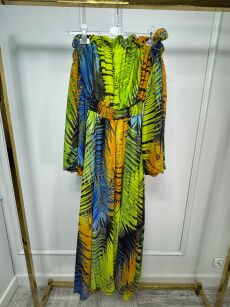 BY O LA LA! SUKIENKA MAXI BALI ZIELEŃ/LIMONKA/MULTICOLOR