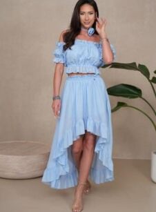 BY O LA LA...! BATYSTOWY KOMPLET BOHO CAPRI NIEBIESKI