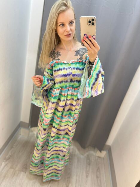 BY O LA LA...! SUKIENKA MAXI HISZPANKA MULTICOLOR