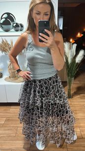 BY O LA LA! SPÓDNICA MAXI KOŁA LILIOWA/CZARNA