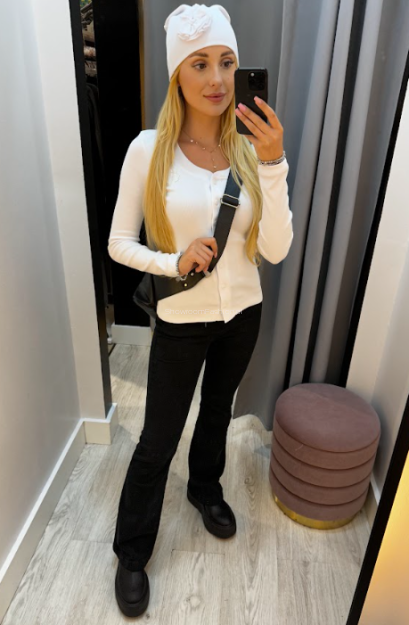 BY O LA LA! SPODNIE DZWONY JEANS CZARNE