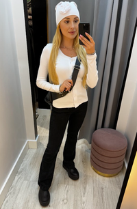 BY O LA LA! SPODNIE DZWONY JEANS CZARNE