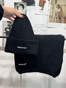 SEMPRE KOMPLET ZIMOWY CZAPKA + SZAL CZARNY