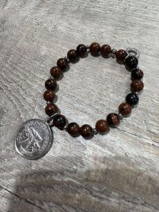 BY O LA LA ! BRANSOLETKA Z KAMIENI NATURALNYCH ZE SREBRNĄ MONETĄ BRĄZ