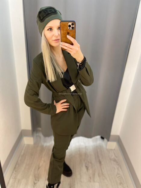 BY O LA LA...! GARNITUR KOMPLET Z PASKIEM KHAKI