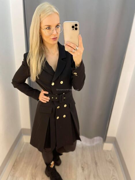 BY O LA LA! PLISOWANA SUKIENKA A'LA MARYNARKA CZARNA