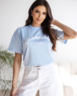 BY O LA LA! BLUZKA T-SHIRT CHAMPAGNE BŁĘKIT